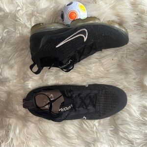 Nike Black Knit VaporMax Sneakers with White Swoosh